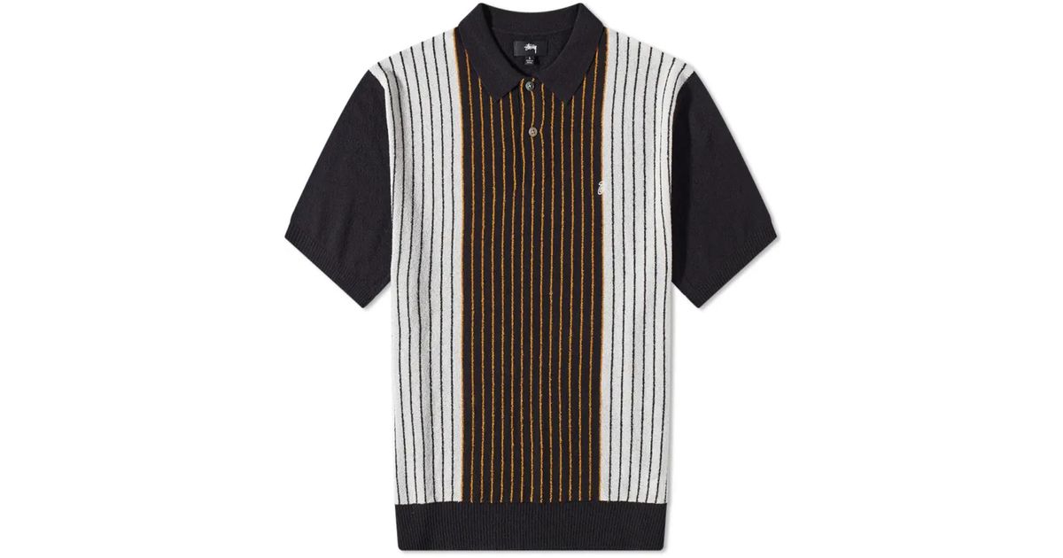 Stussy Textured Short Sleeve Knit Polo in Black for Men Lyst