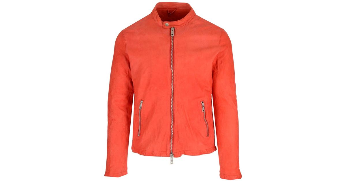 Giorgio Brato Leather Biker in Orange for Men | Lyst