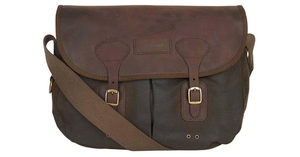 Barbour Tarras Wax Olive Green Crossbody Bag in Brown for Men | Lyst