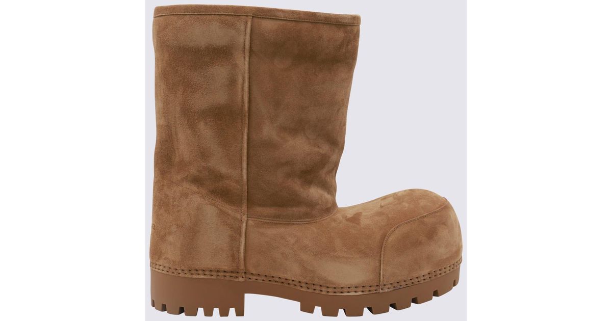 Balenciaga Alaska Fur High Boots in Brown | Lyst
