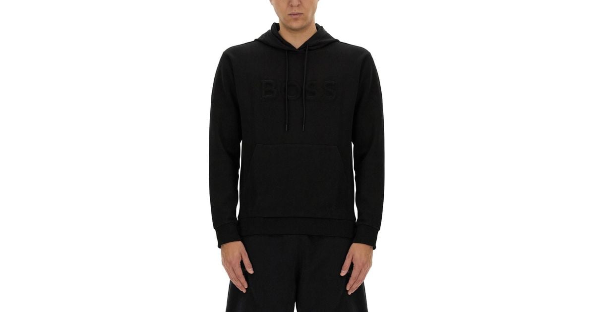 BOSS Sweatshirt With Logo in Black for Men | Lyst