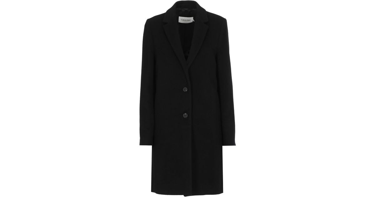 Calvin Klein Wool Crombie Coat in ck Black (Black) - Save 20% | Lyst