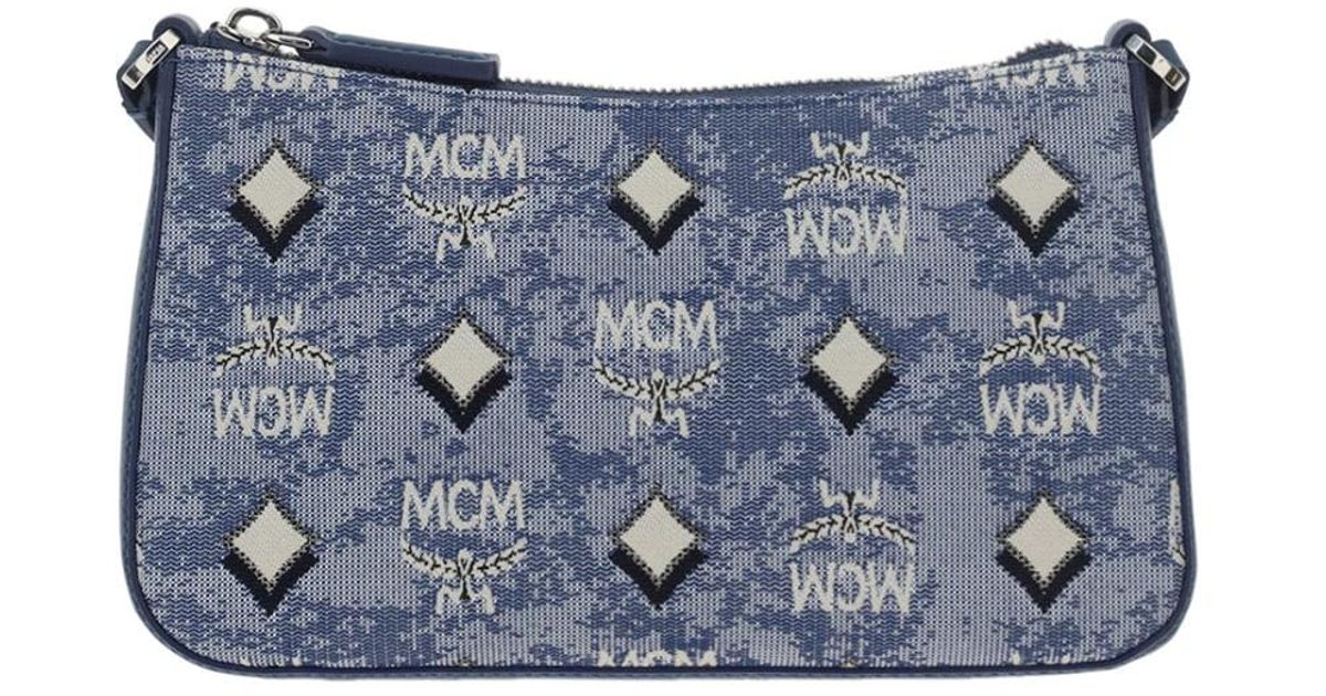 MCM Denim Portuna Mini Bag in Blue | Lyst UK
