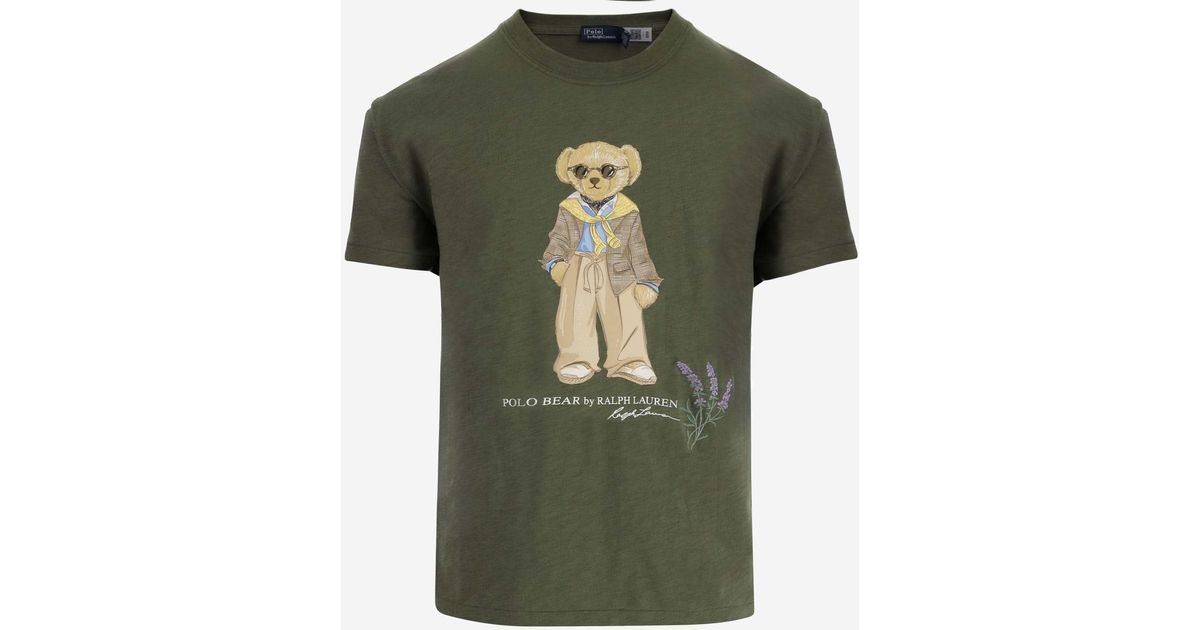 Ralph Lauren Cotton Polo Bear T-shirt in Green | Lyst