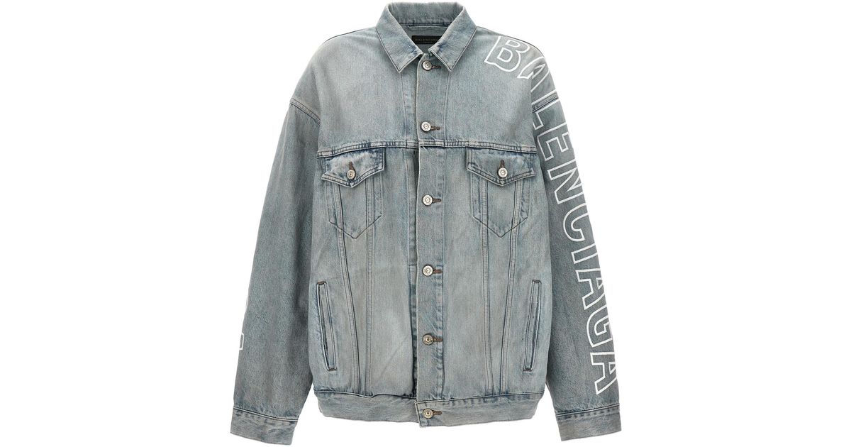 Balenciaga logo deals print denim jacket