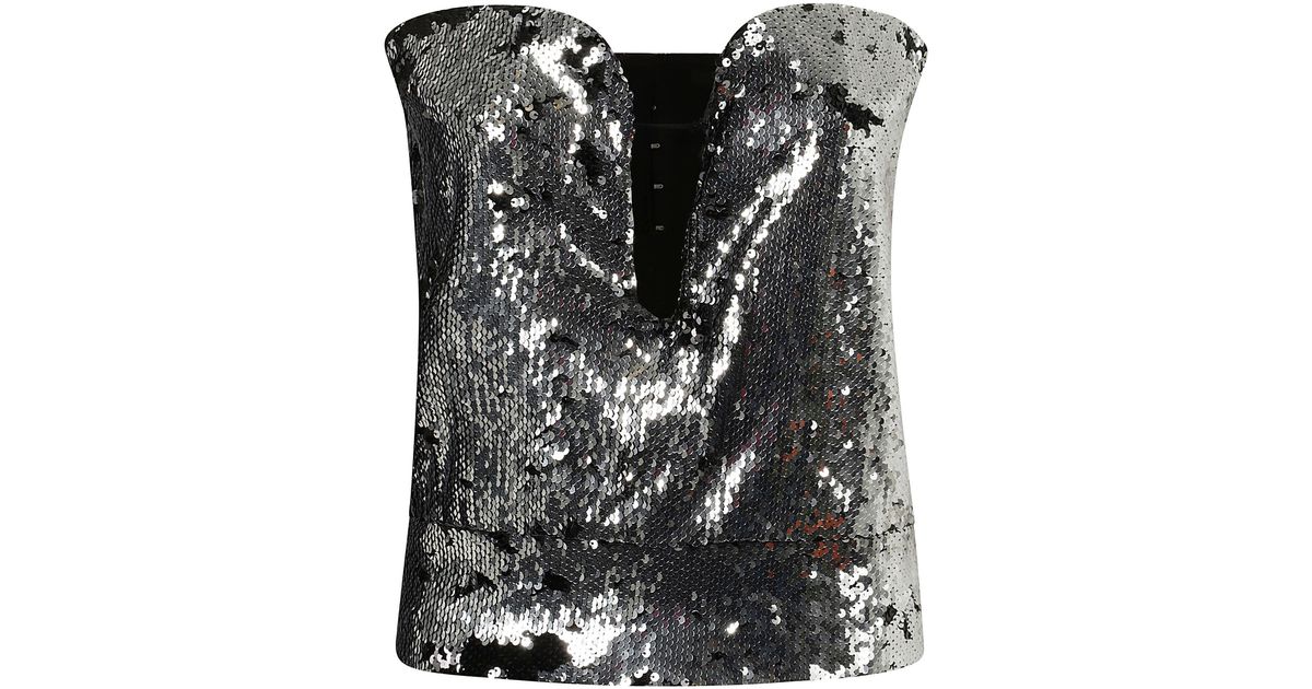 Isabel Marant Sequin-coated Cropped Top in Black | Lyst