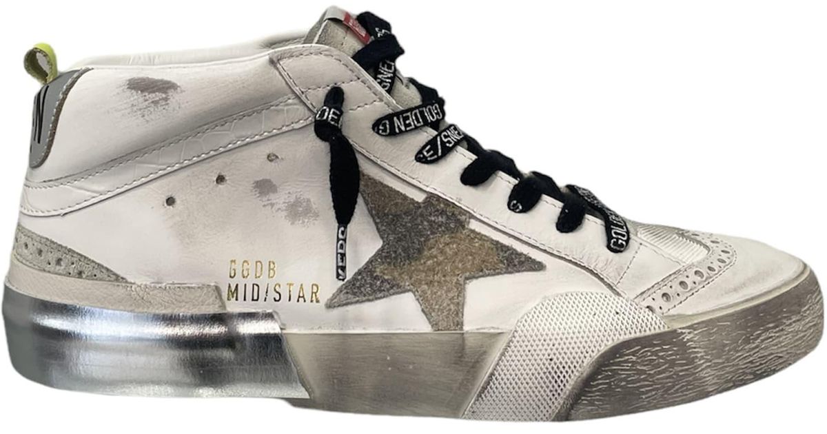 Golden Goose Leather Mid Star Classic Snaekers in White for Men - Save ...
