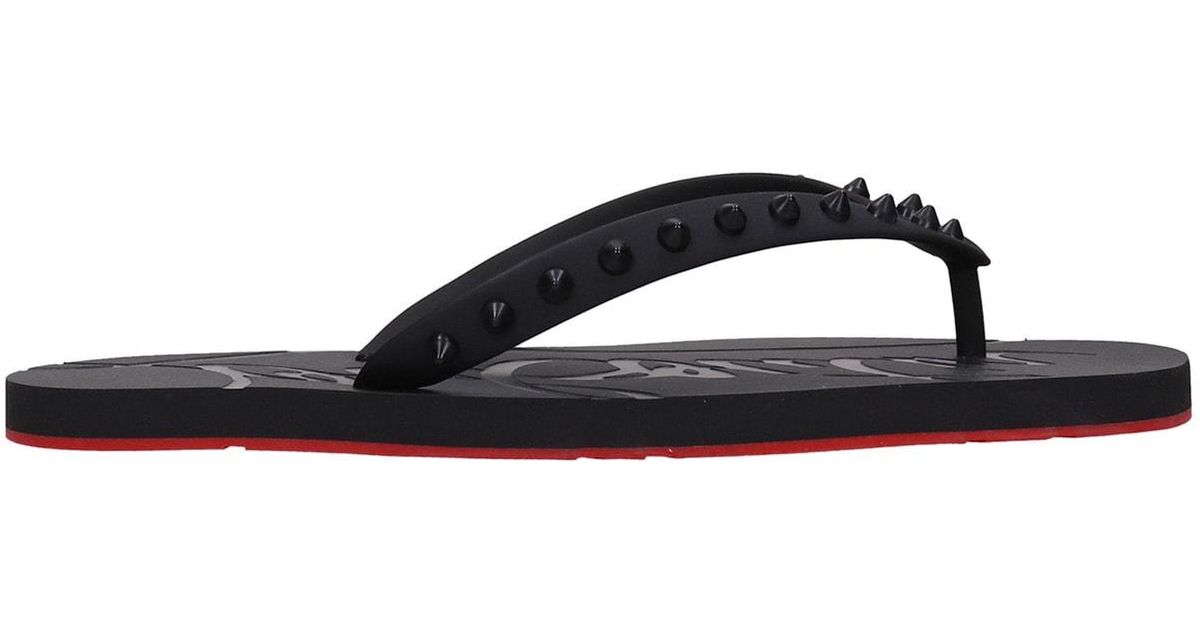 Mens Shoes Sandals Christian Louboutin Loubi Flip Flats In Black Rubber/plasic for Men slides and flip flops 