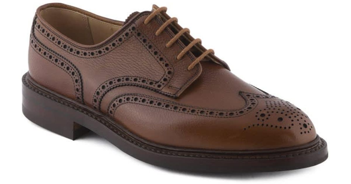 Crockett & Jones Pembroke Tan Scotch Grain Calf Laced Up Derby Shoe in