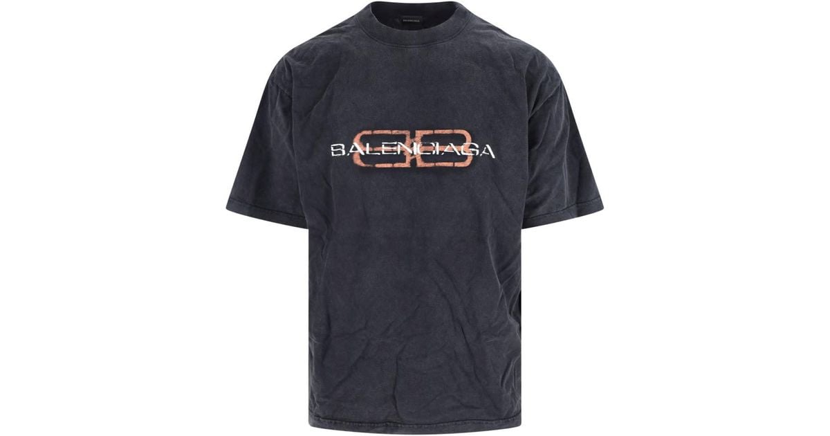 Balenciaga Bb Icon Stencil T-Shirt in Blue for Men | Lyst