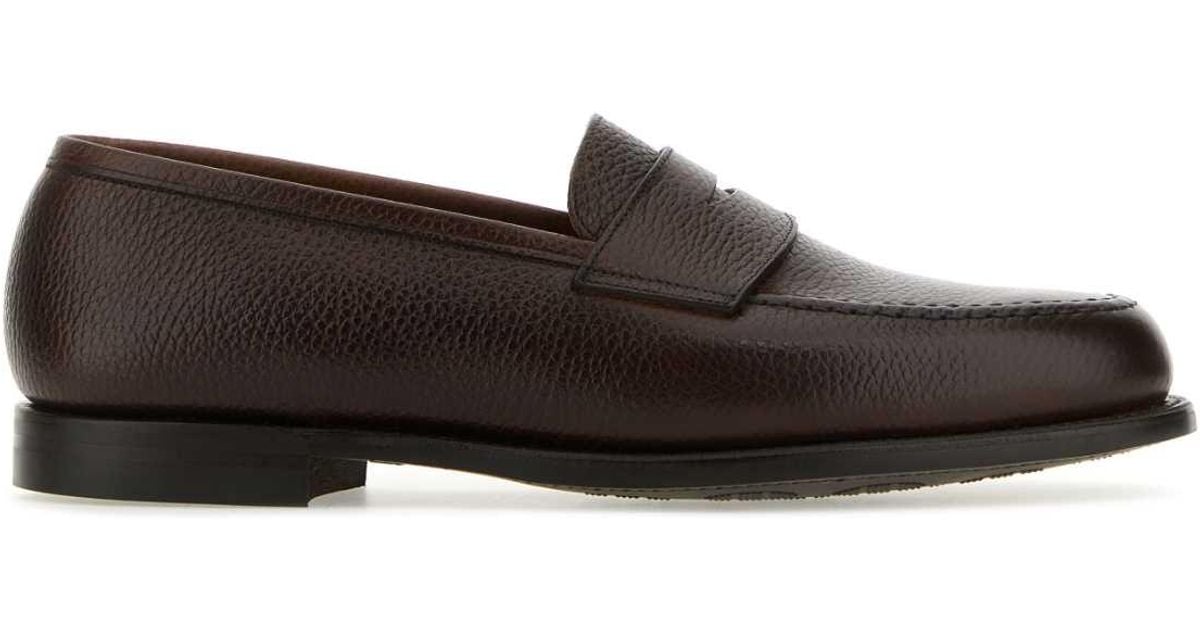 Crockett & Jones Dark Leather Boston Loafers for Men | Lyst