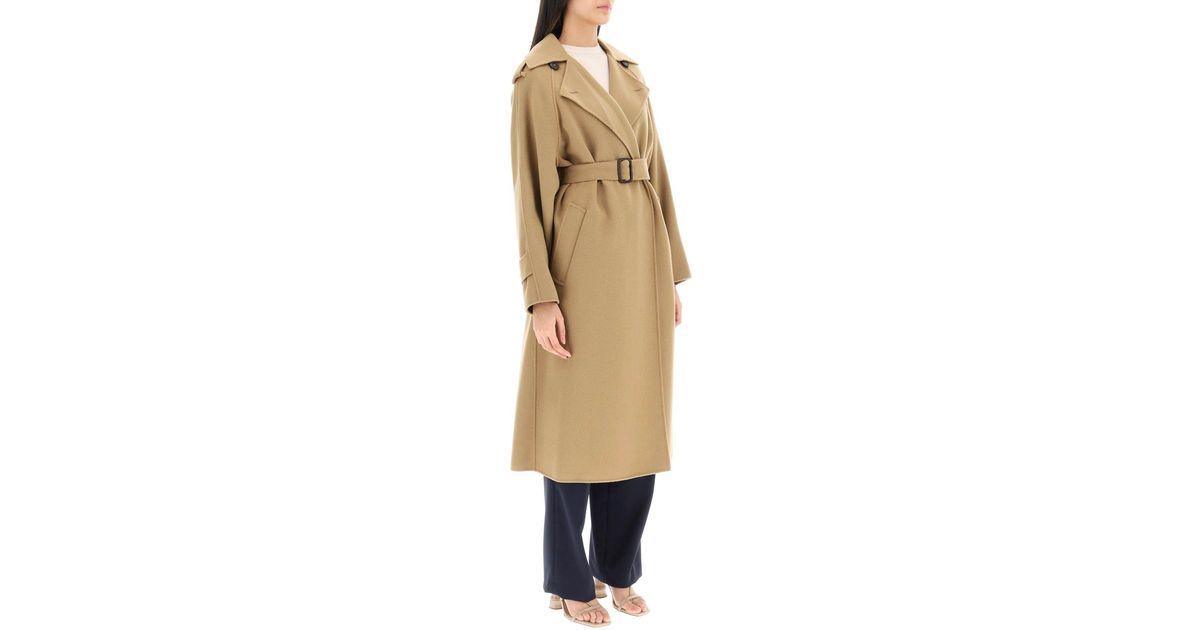Weekend by Maxmara Cobalto Double-breasted Wool-blend Trench Coat in  Natural | Lyst