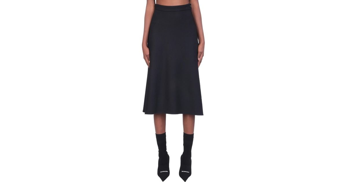 Balenciaga Skirt In Wool in Black - Save 49% | Lyst UK