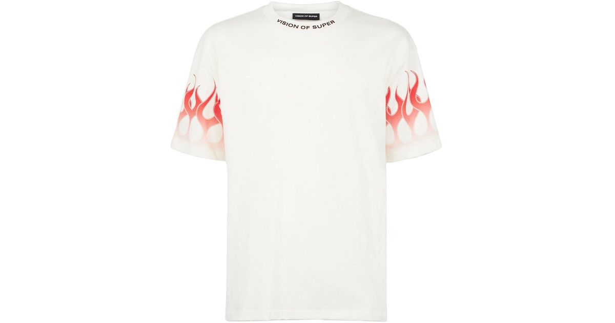 Vision Of Super T-Shirt With Flames in White for Men | Lyst