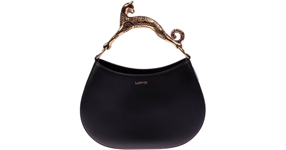 Lanvin Hobo Bag Pm With Cat Handle Bags in Black