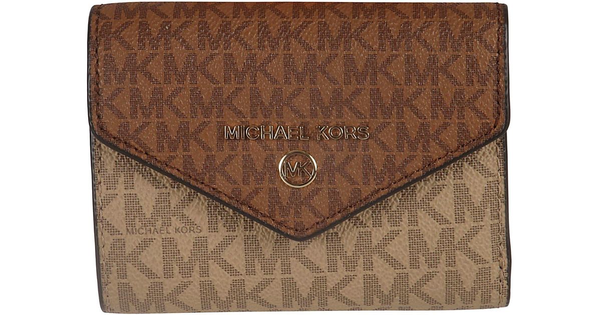 MICHAEL MICHAEL KORS BEIGE JET SET WALLET WITH LOGO IN LEATHER WOMAN –  Baltini