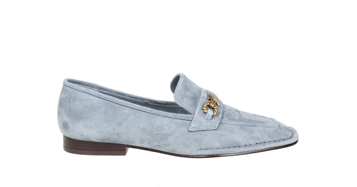 Tory Burch Perrine Loafer In Light Blue Suede | Lyst