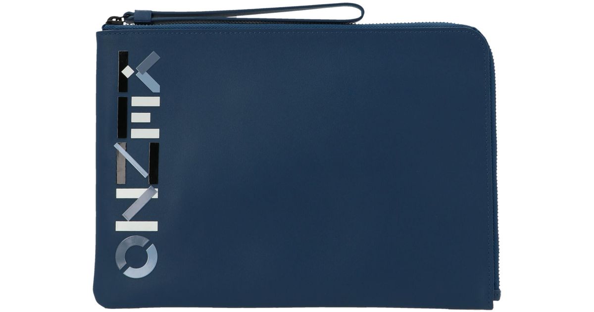 KENZO Leather The Winter Capsule Large Clutch Bag in Blue for Men 
