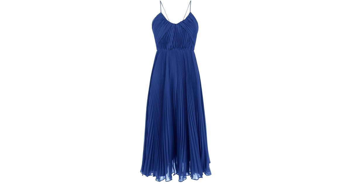Max Mara Pianoforte Plisse Midi Dress in Blue | Lyst UK