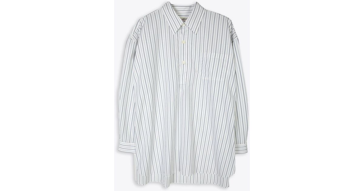 Our Legacy Popover Shirt White And Blue Striped Cotton Shirt Popover