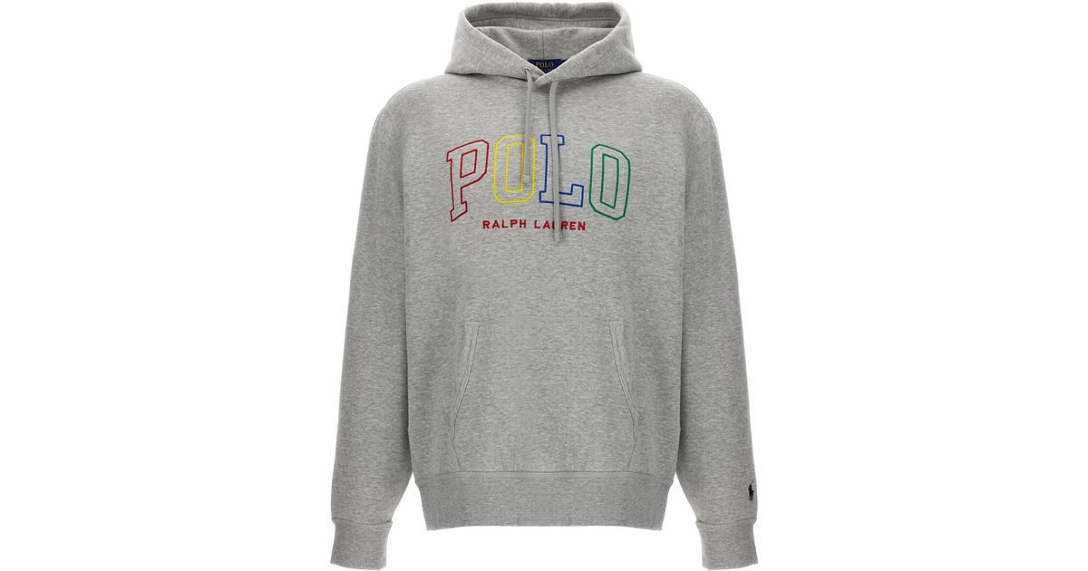 Polo Ralph Lauren Logo Hoodie Sweatshirt in Gray for Men Lyst