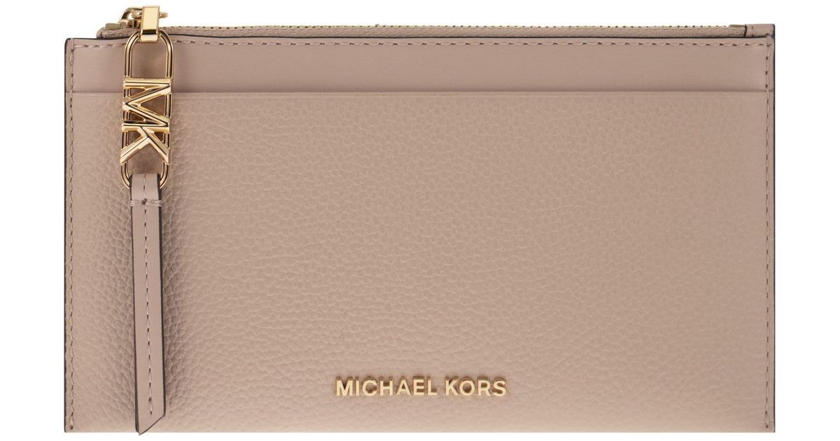 Michael Kors Large Credit Card Holder In Grained Leather in Brown Lyst