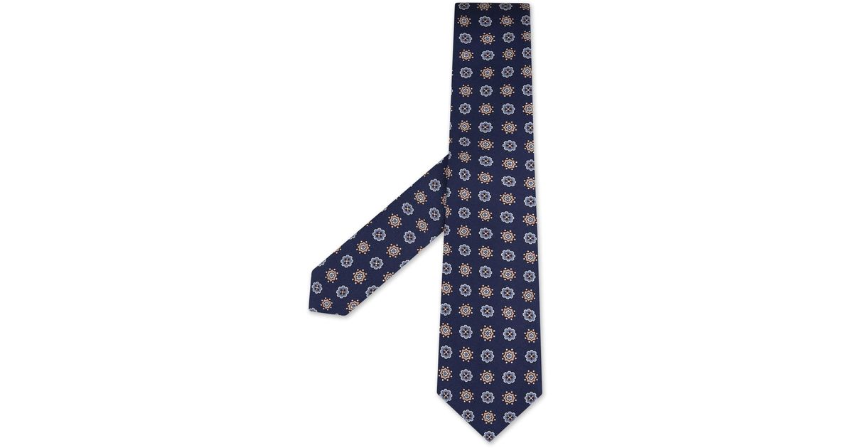 Kiton Tie With Floral Pattern in Blue for Men | Lyst
