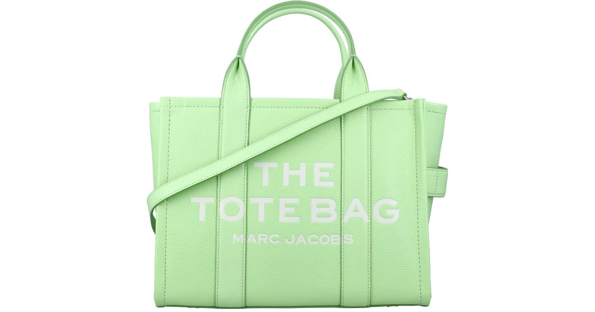 Marc Jacobs Women The Tote Bag Media In Green Hammered Leather For Women