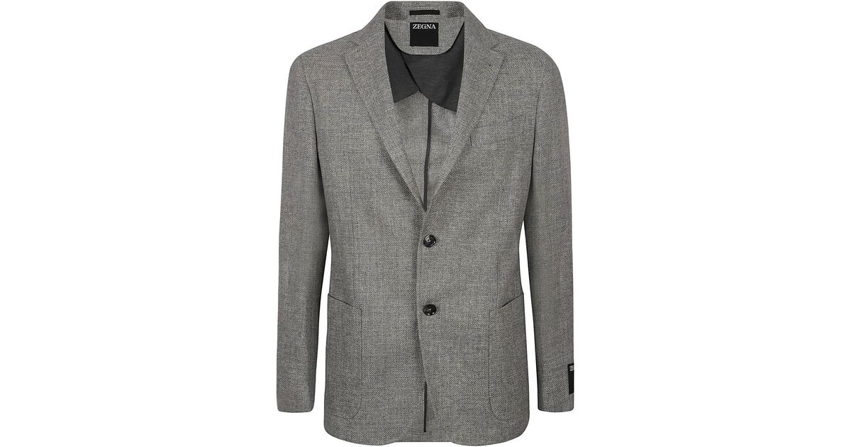 Zegna Logo Patched Shirt Jacket in Grey for Men | Lyst UK