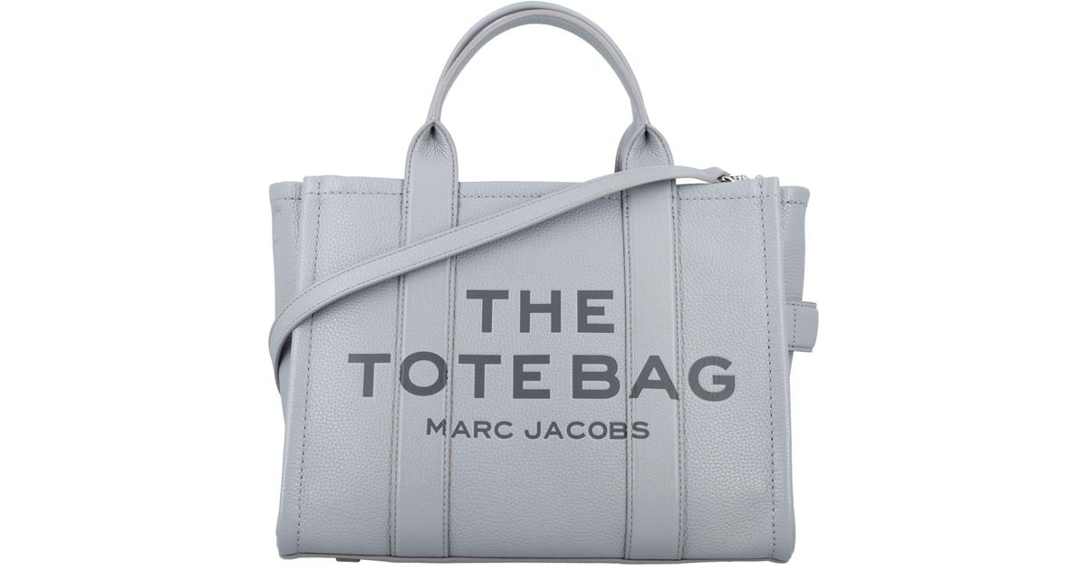 Marc Jacobs The Leather Medium Tote Bag in Gray | Lyst