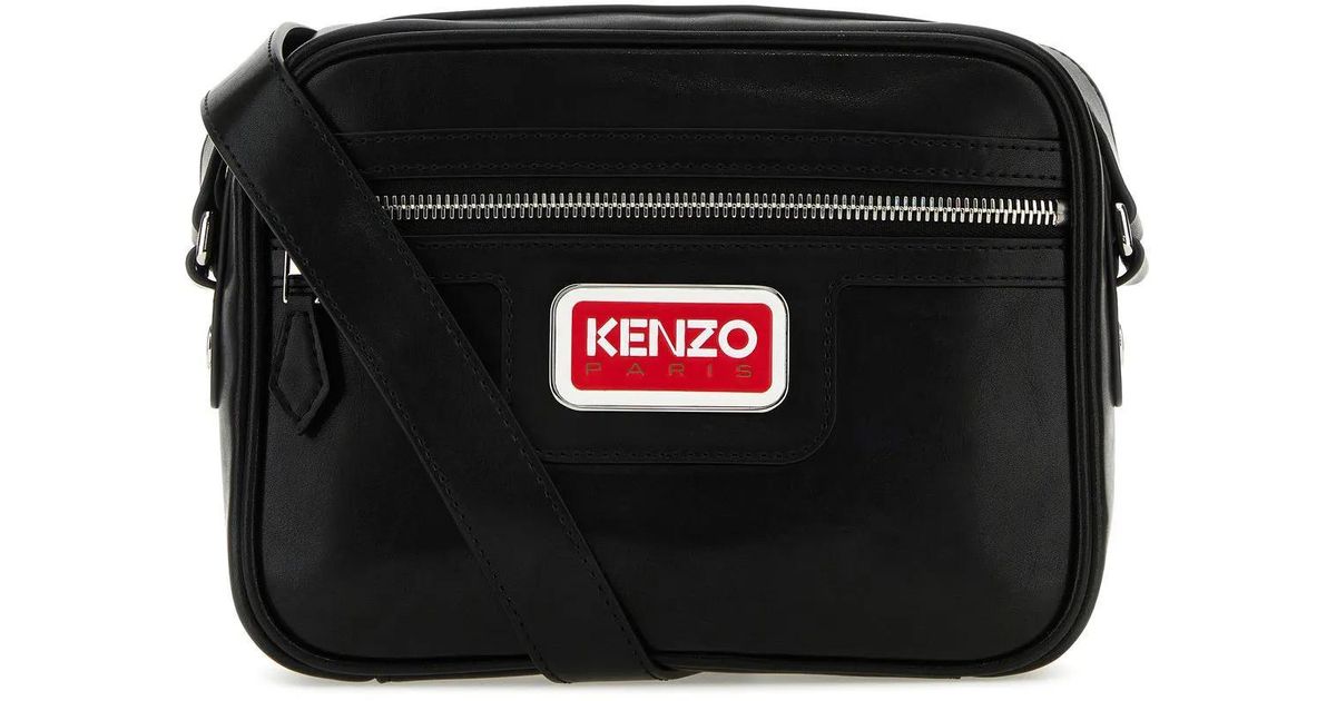KENZO Black Leather Crossbody Bag Lyst