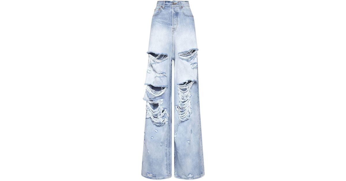 Vetements Destroyed baggy Jeans in Blue | Lyst