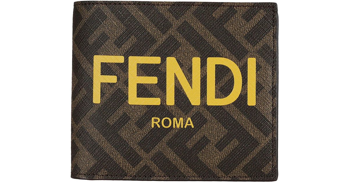 Fendi Logo Monogram Bifold Wallet in Black for Men | Lyst