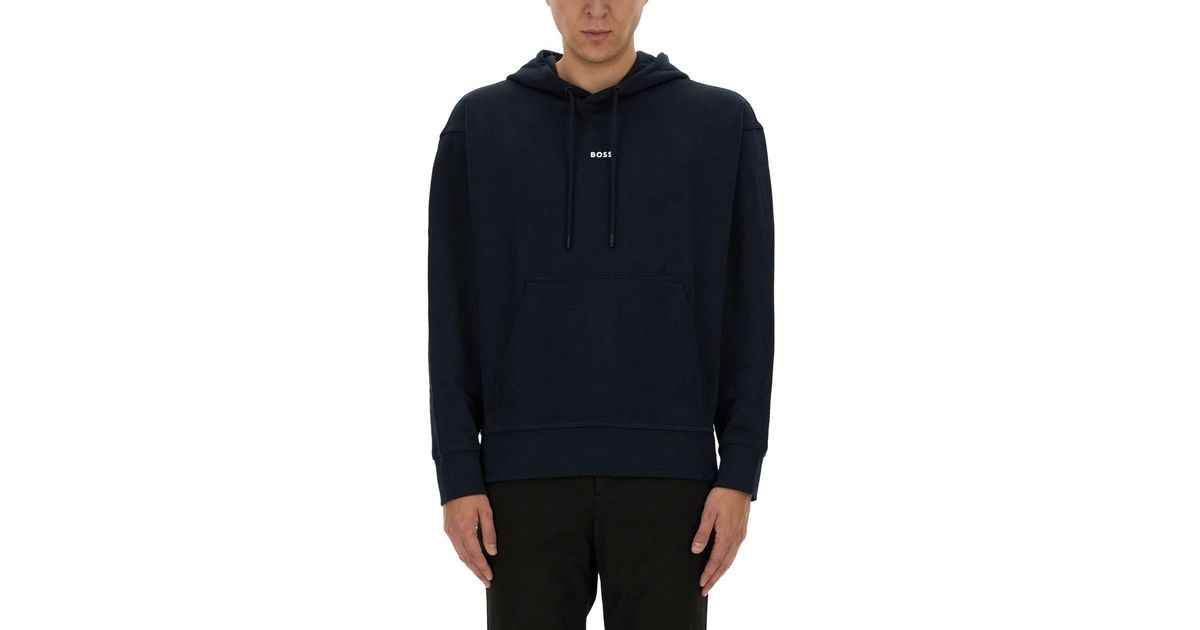 BOSS Sweatshirt With Logo in Blue for Men | Lyst