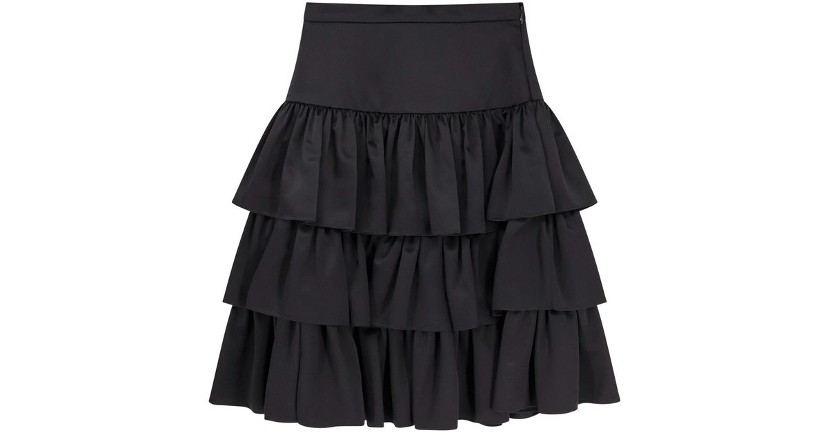 スカート VALENTINO SATIN RUFFLE SKIRT Valentino Satin Ruffle Skirt in Black | Lyst