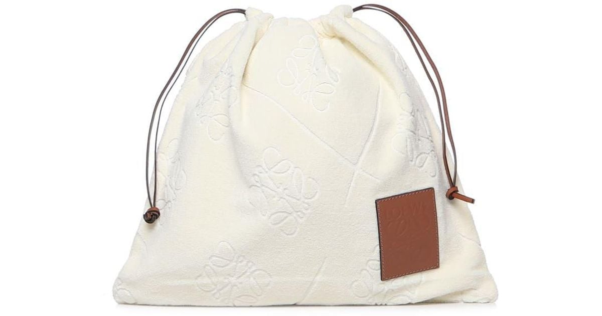 LOEWE POUCH TOWEL アイボリー　巾着 LOEWE】 POUCH TOWEL⭐︎アイボリー 巾着