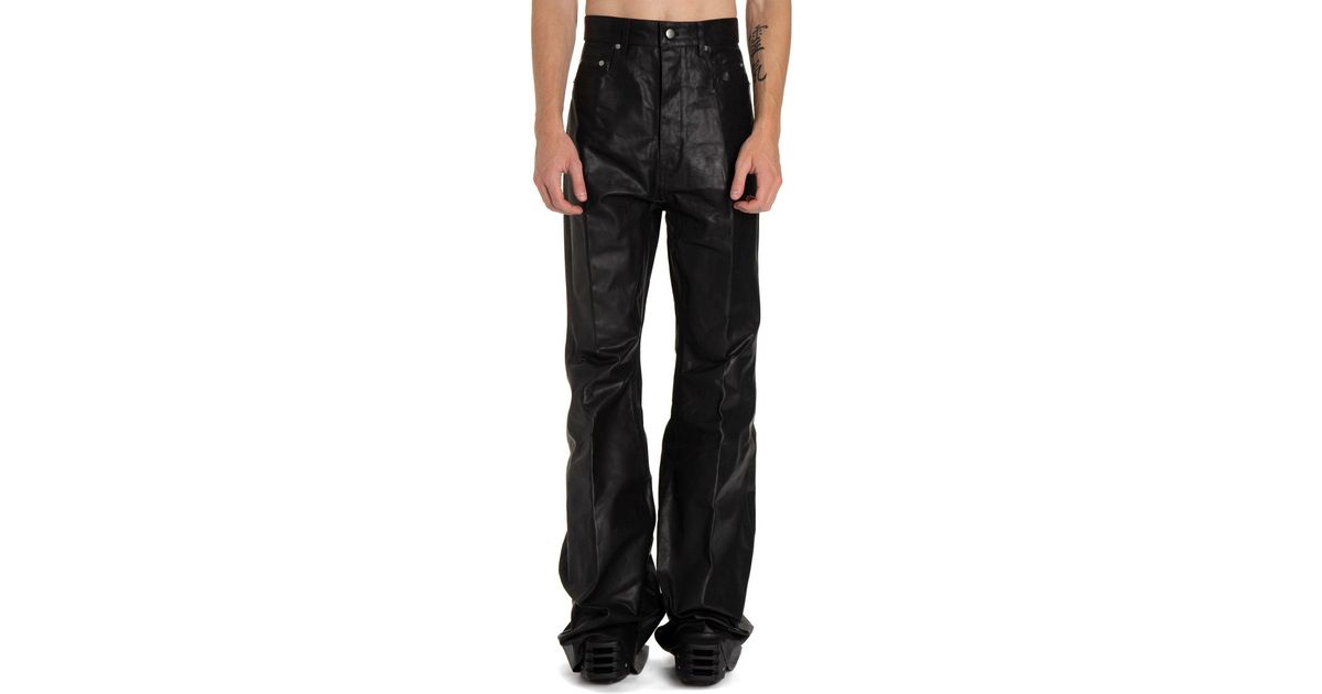 Rick Owens Bolan Bootcut Leather Pants in Black for Men | Lyst