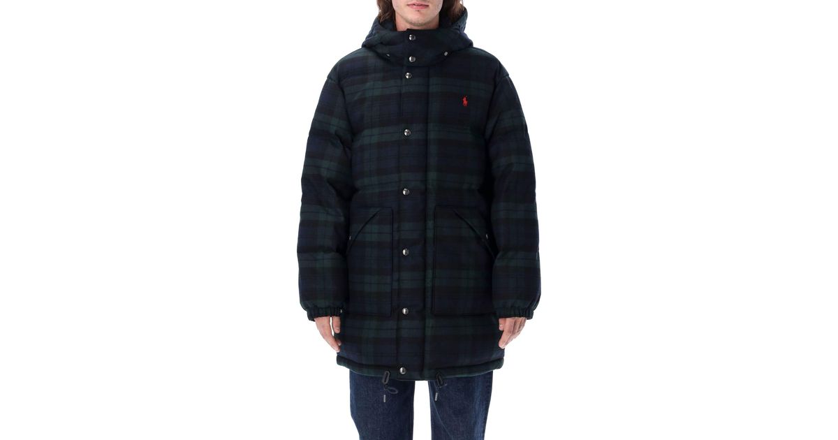 Polo Ralph Lauren Tartan Down Jacket in Blue for Men Lyst
