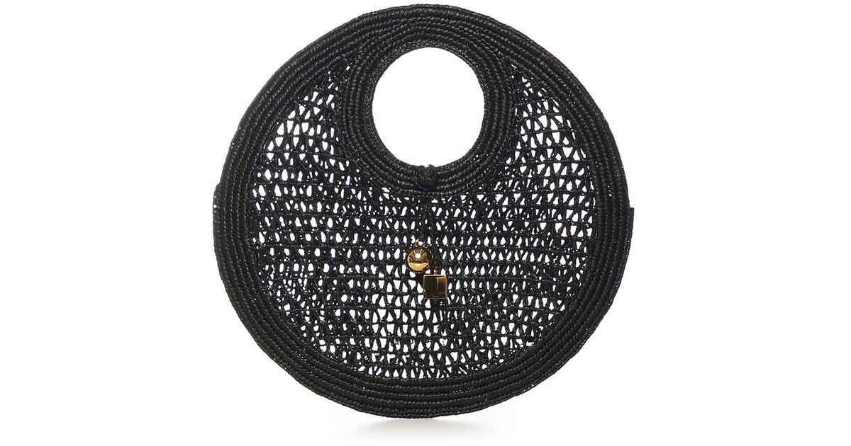 Jacquemus Le Petit Rond Raffia Beach Bag in Black | Lyst UK