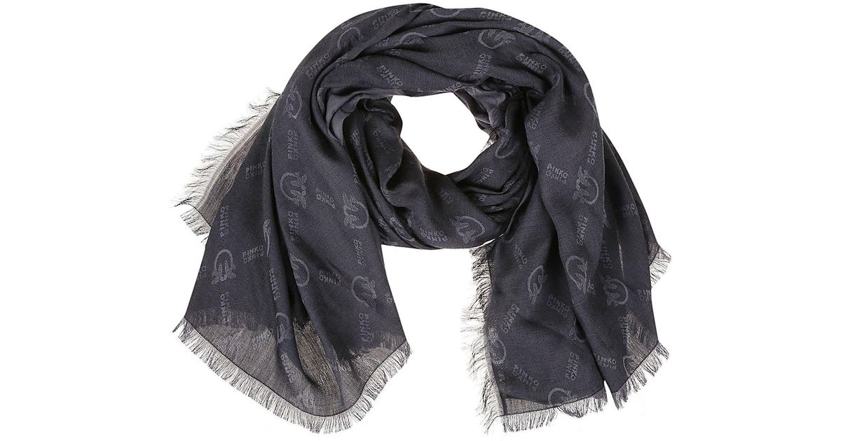 Pinko women's scarf with monogram Black