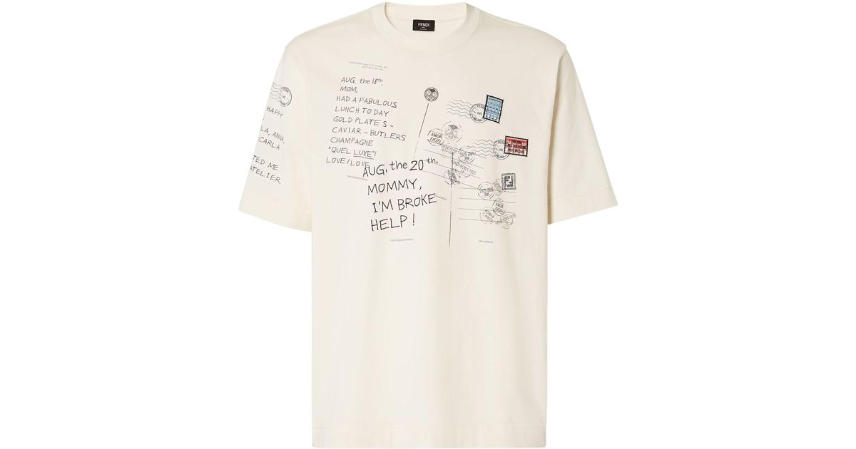 Fendi Printed T-Shirt in Natural for Men Lyst UK