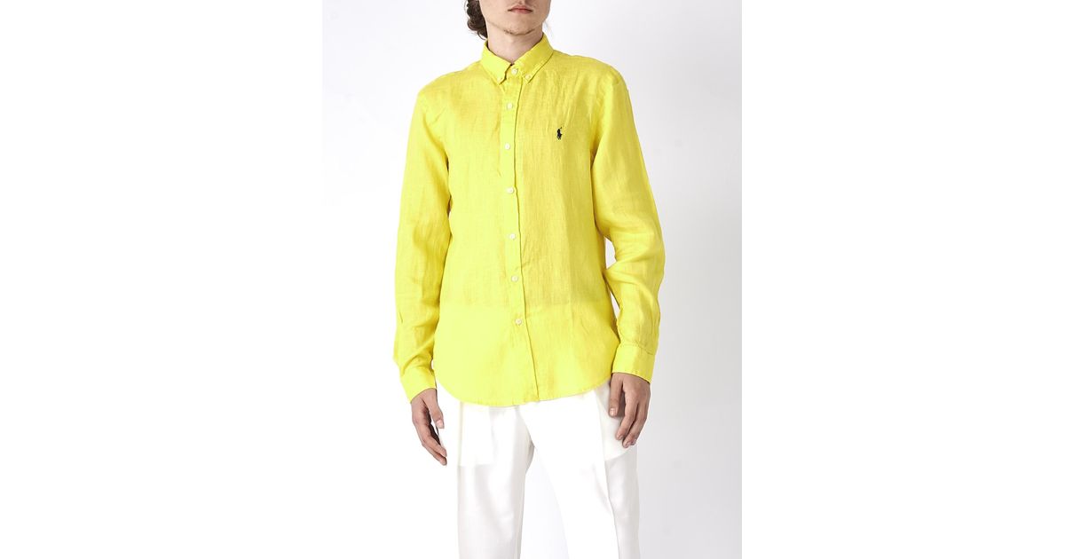 Polo Ralph Lauren Long Sleeve Sport Shirt Shirt in Yellow for Men | Lyst
