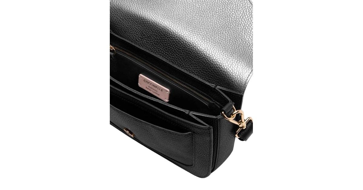 Pebbeld Coccinelle Coccinelle Pebbled Leather Shoulder Bag in Black | Lyst