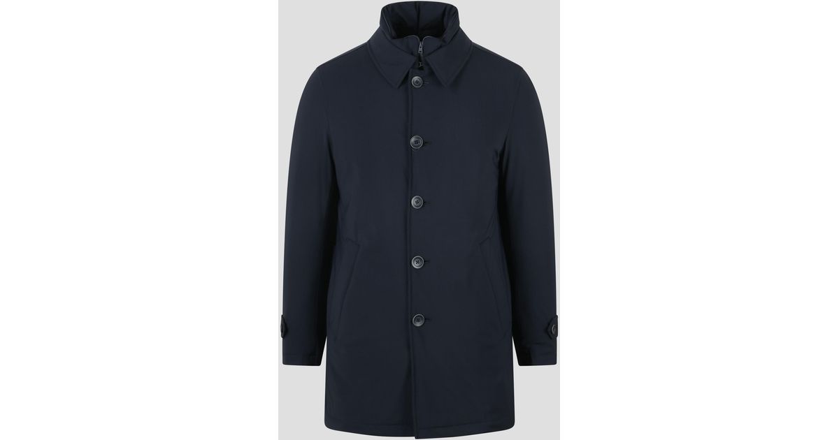 Herno Double Front Trench Coat in Blue for Men | Lyst