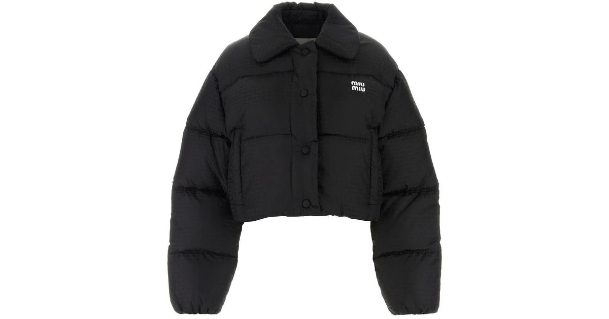 Miu Miu Black Nylon Down Jacket | Lyst Miu Miu Black Nylon Down Jacket | Lyst