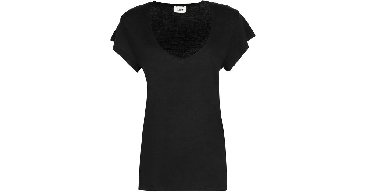 Isabel Marant Linen T-shirt in Black | Lyst