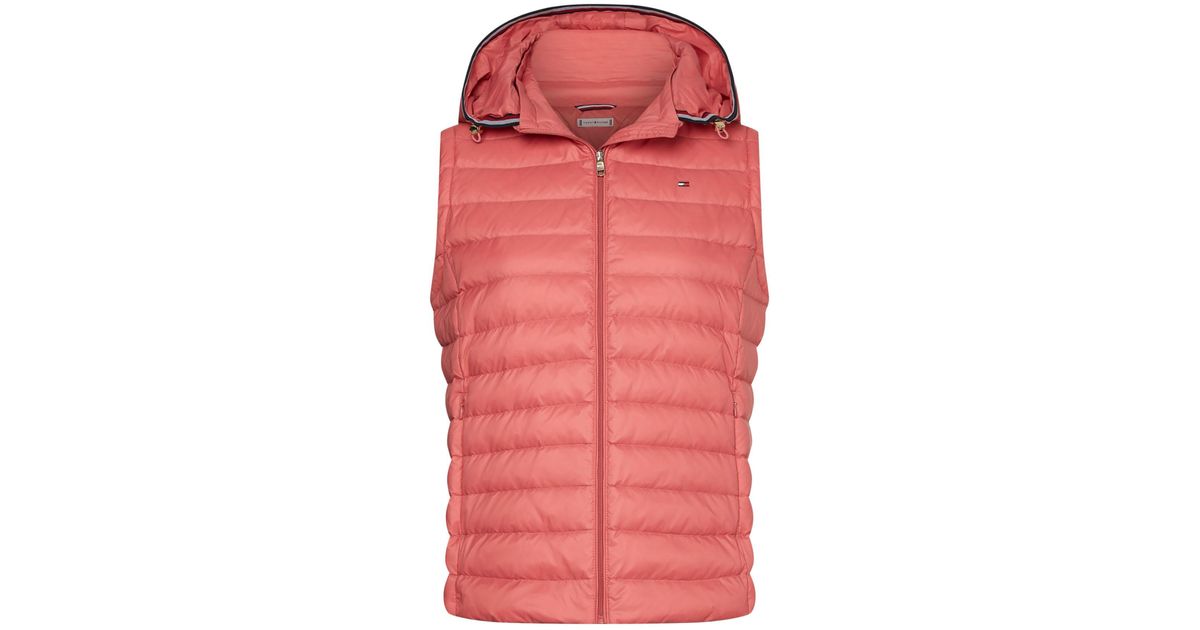 Tommy Hilfiger Synthetic Down Vest With Hood in Pink Lyst