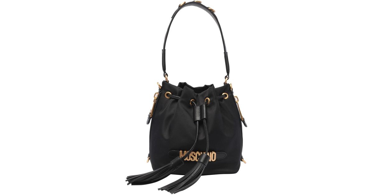 Moschino logo bucket bag hot sale