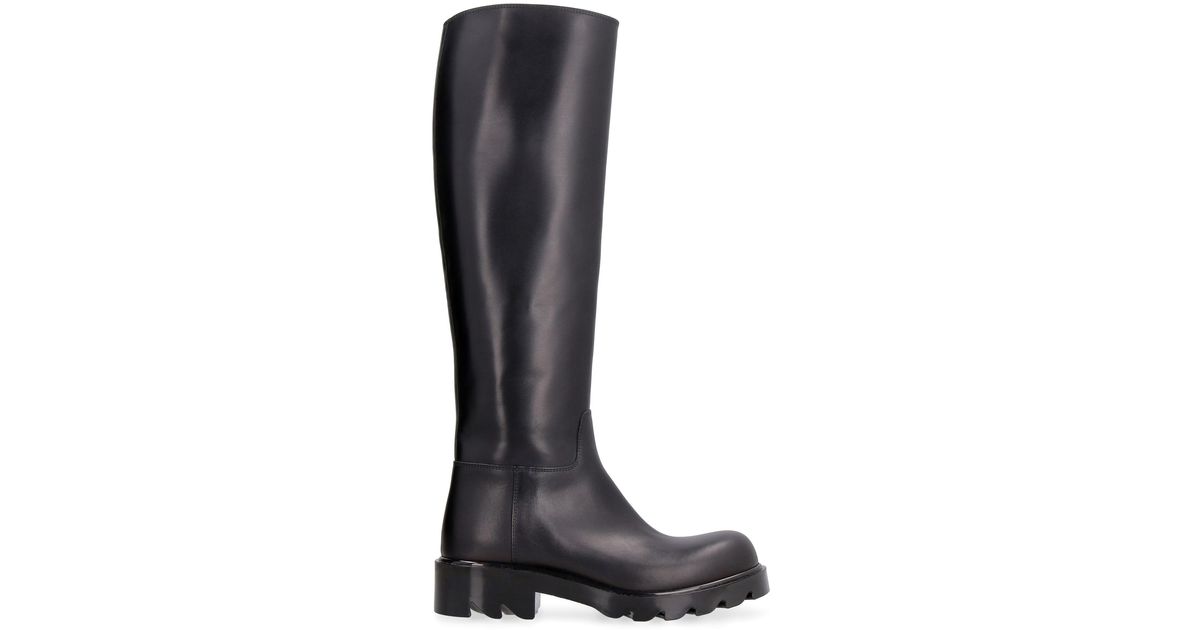 Bottega Veneta Leather Strut Knee-high Boots in Black - Save 28 