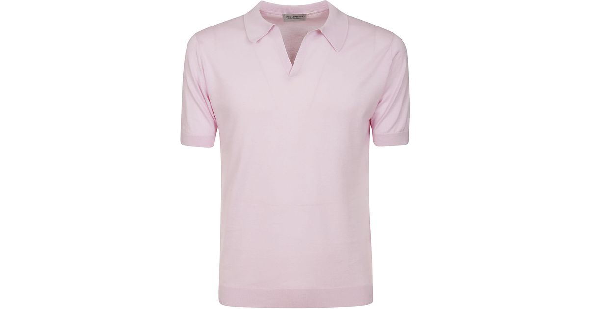 John Smedley Noah Skipper Collar Shirt Ss in Pink for Men | Lyst UK